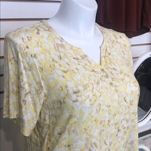 Susan Graver Yellow Floral Blouse